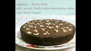 Atta chocolate cake recipe in airfryer [no egg ] vegan jaggery