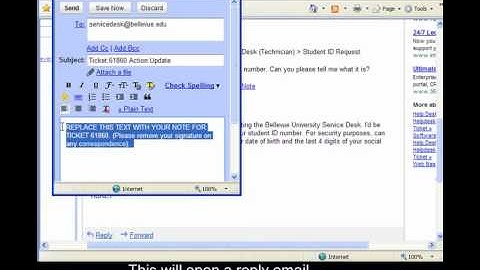 Bellevue University Service Desk -- How to reply to a ticket by email