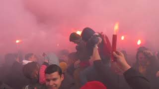 Ajax fans gather and celebrate the team winning the Dutch Eredivisie title for the 35th time