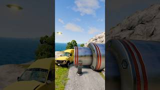 Cars and school Bus Vs Gaint pit bollard! Beamng drive crash  #beamngdrive Part #11