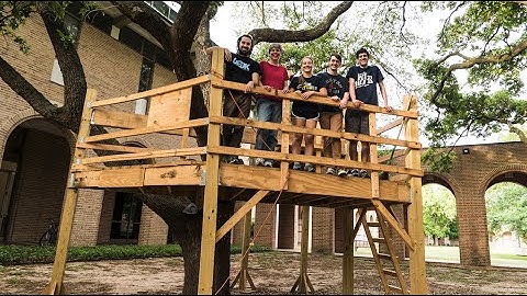 Rice freshmen design and build treehouse