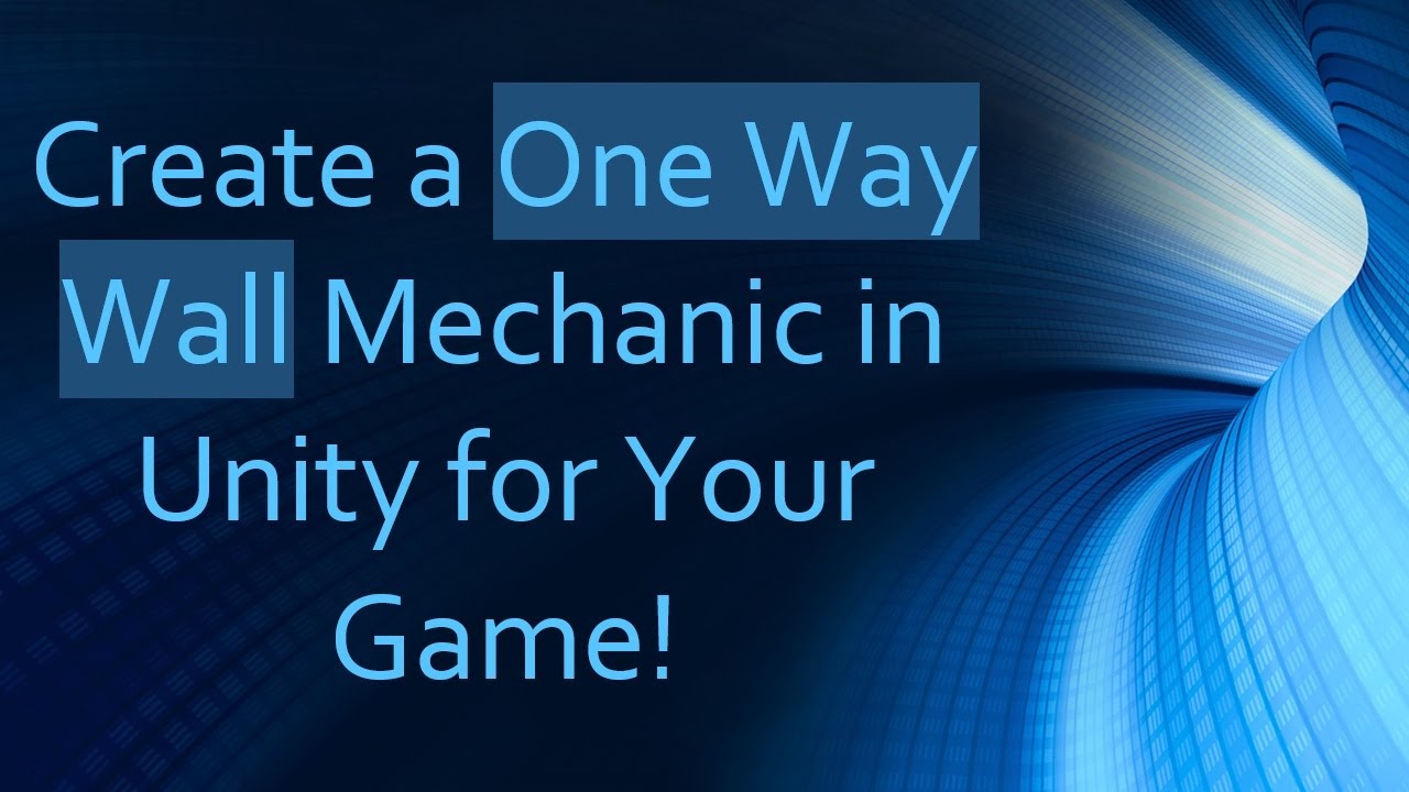 Create a One Way Wall Mechanic in Unity for Your Game!