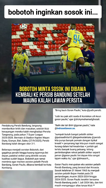 bobotoh inginkan sosok ini..#goranpaulic #persib #bobotoh #football #soccer