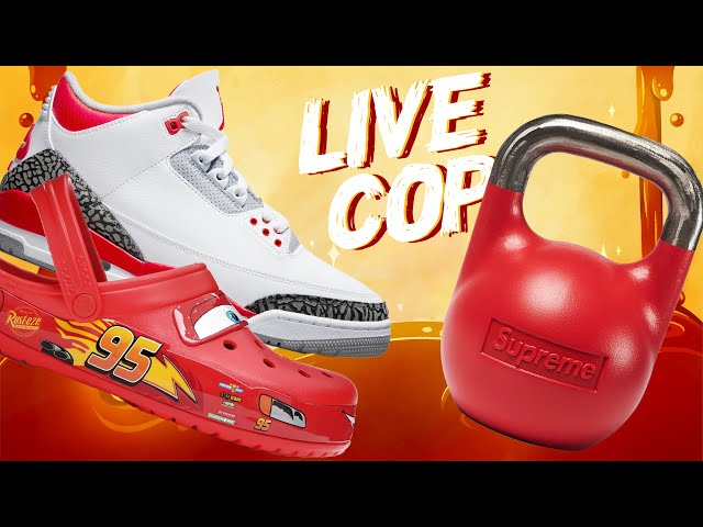 LIVE COP: Supreme Week 2, Jordan 3 Fire Red EA & Lighting McQueen Crocs 
