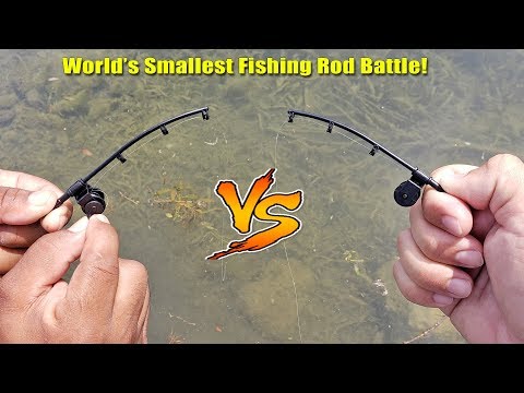 World's Smallest Fishing Rod Challenge! Who Will Win? 1v1 