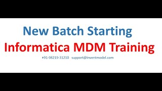 Batch No-105 | New batch starting for Informatica MDM | Demo class for new batch