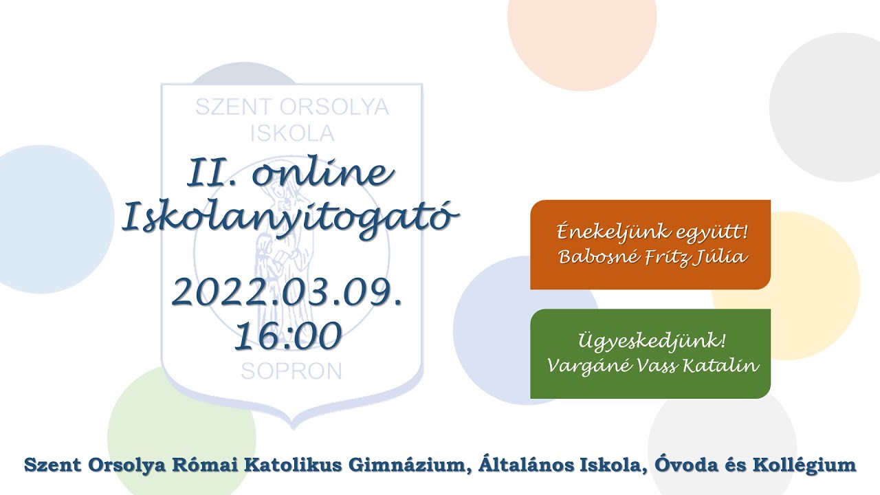 II. online iskolanyitogató foglalkozás
