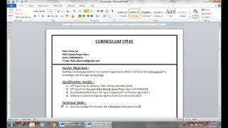 Best Way To Make Resume Or CV in M.S Word