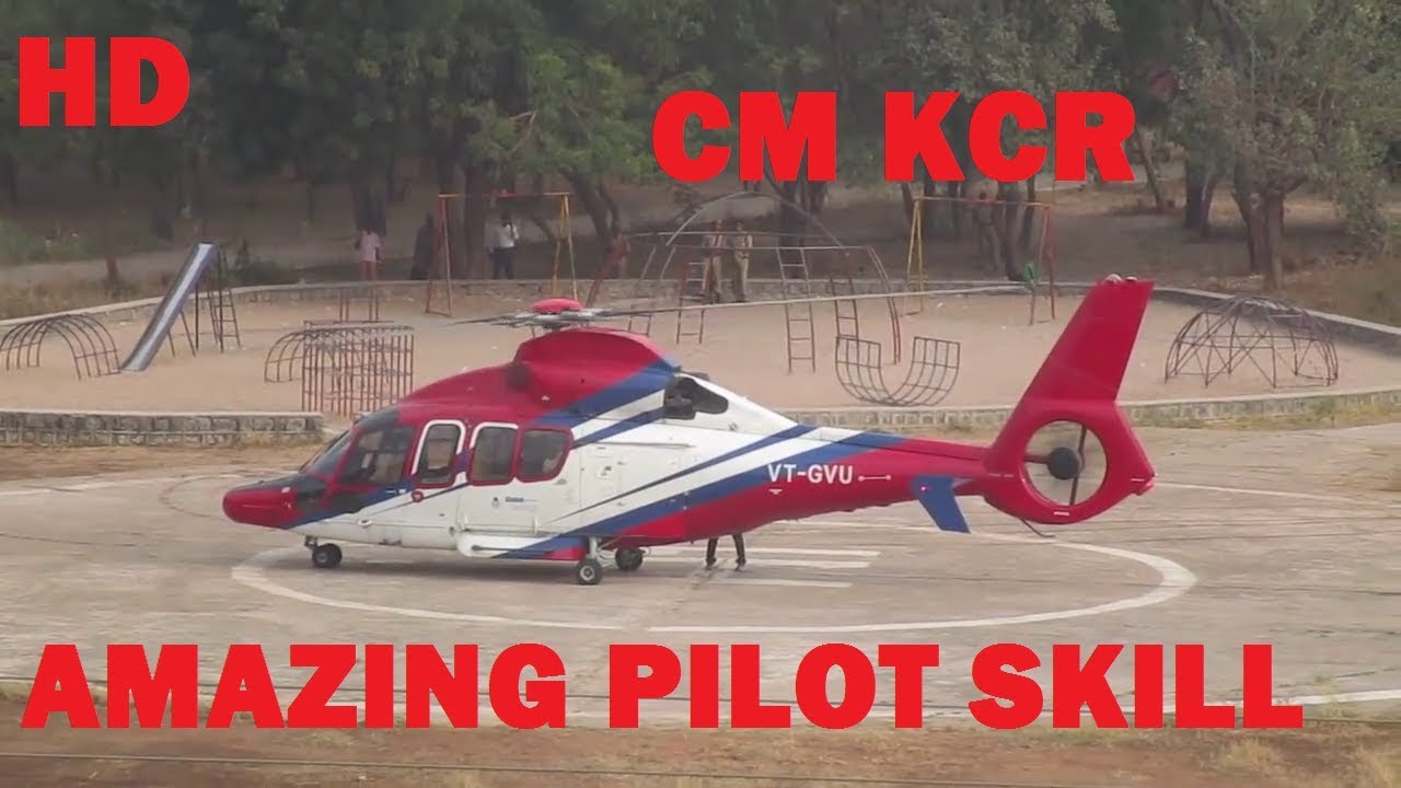 CM KCR Helicopter take off - Awesome pilot skills