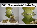 DIY Green/Gold Canvas Painting with 3 smaller canvases