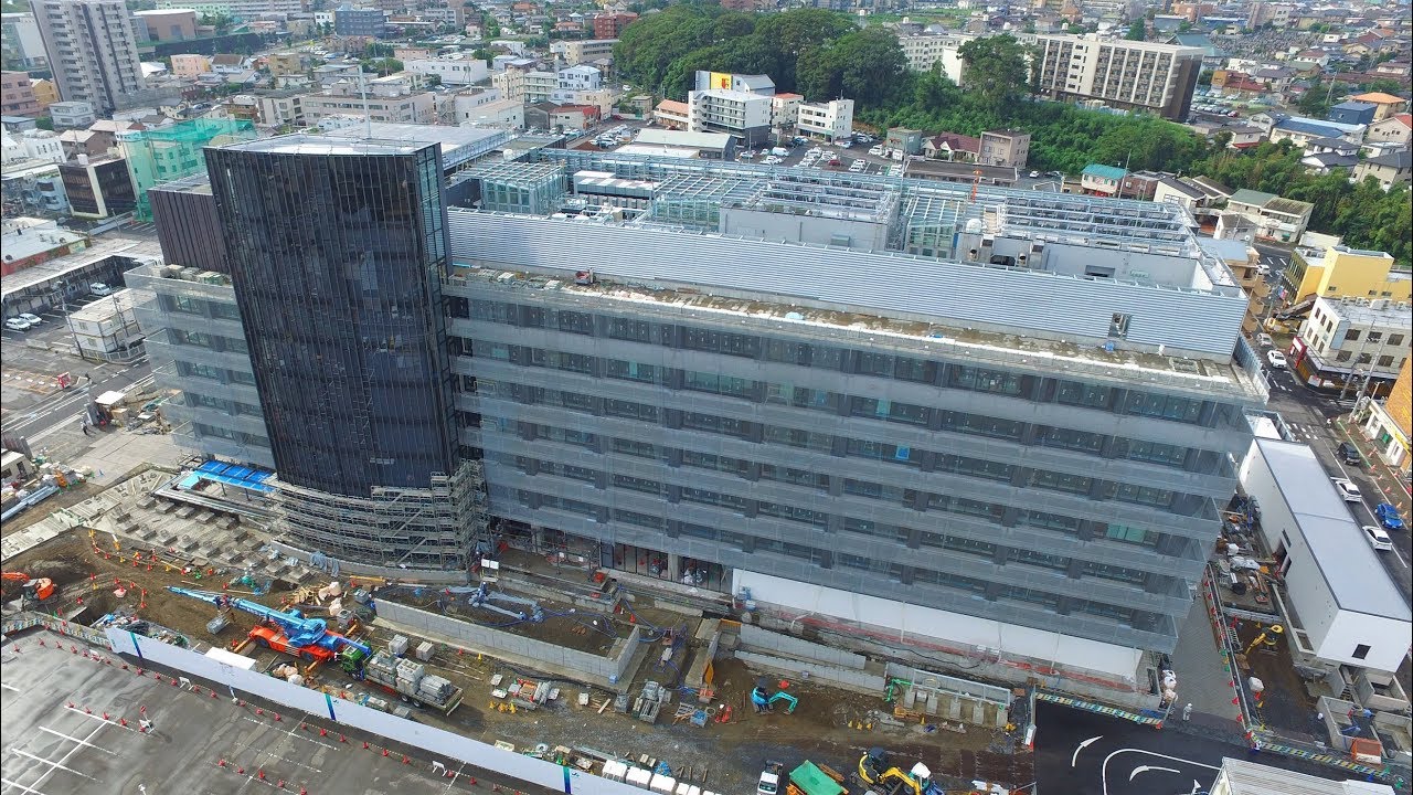 水戸市役所新庁舎建設工事状況 18年9月14日撮影 Youtube
