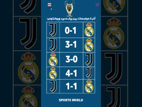 آخر 5 مواجهات بين ريال مدريد ويوفنتوس  آخر 5 مواجهات بين ريال مدريد ويوفنتوس