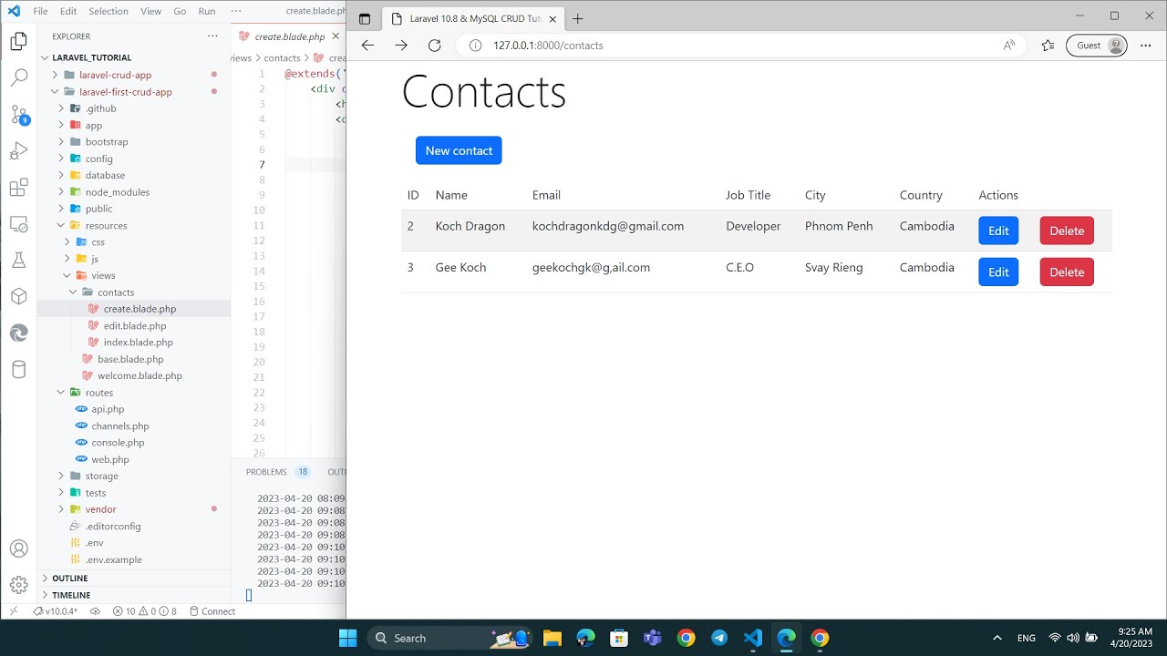 how to crud laravel framework with mysql database - [ demo ] - YouTube