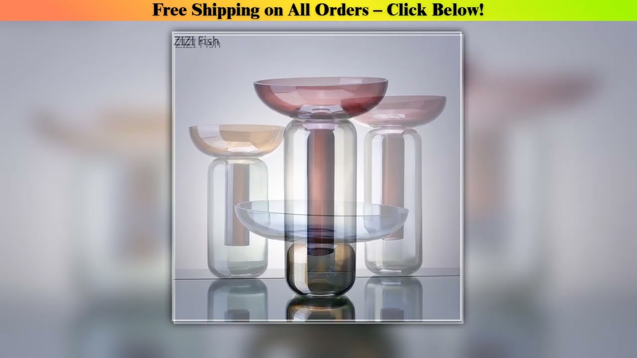 Gradient Colored Detachable Glass Vase Hydroponic Flower Pots Desk Decoration Artificial Flower