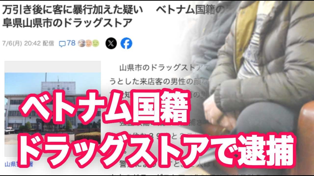 ベトナム国籍、ドラッグストア店員をなぐり逮捕