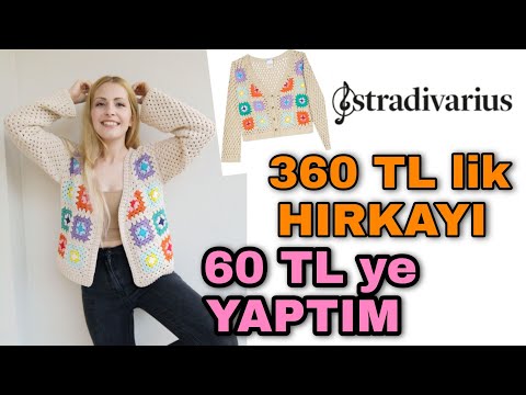 360 TL ' lik STRADIVARIUS HIRKAYI 60 TL ye YAPTIM | Hırka Nasıl Yapılır? | Crochet Cardigan | Diy