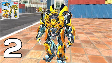 Flying Jet Robot Car Transform Games - Bumblebee Level 4-8 Part 2 (Android GamePlay Walkthrough)