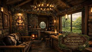 Cozy Scottish Rain Pub Ambience | Highland Fireplace & Soft Celtic Music for Relax, Sleep Focus 24/7 screenshot 5