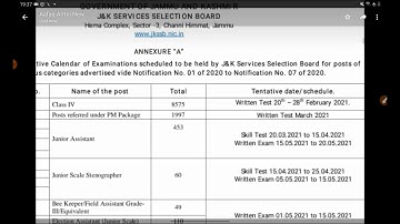 JKSSB 2021 TENTATIVE EXAM DATES OUT.