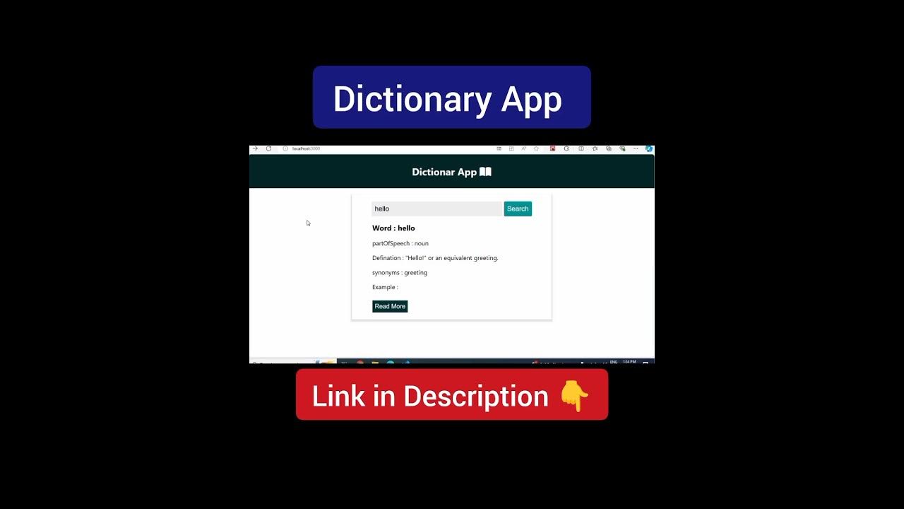 Dictionary App Using React JS #shorts #shortvideo #app - YouTube