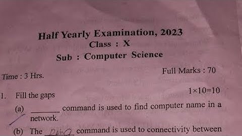 Class 10 Computer Science Half Yearly 2023 Jorhat District Solved Question Paper