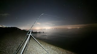 NIGHT fishing on the North Kent coast for bass rays and hounds sea fishing UK
