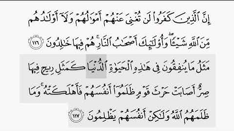 حفظ سورة ال عمران ايه  ( ١١٦/١١٧) للقارىء أيمن سويد بروايه حفص عن عاصم