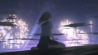 Lonely  Anime Schoolgirl Watching Fireworks [ATX Walls] | 4K Ultra HD Animated Live Wallpaper