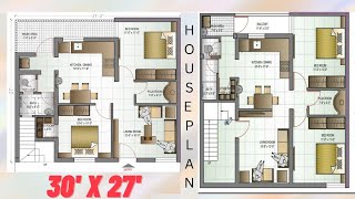 30' X 27' House plan | House plan Design | Ghar ka naksha