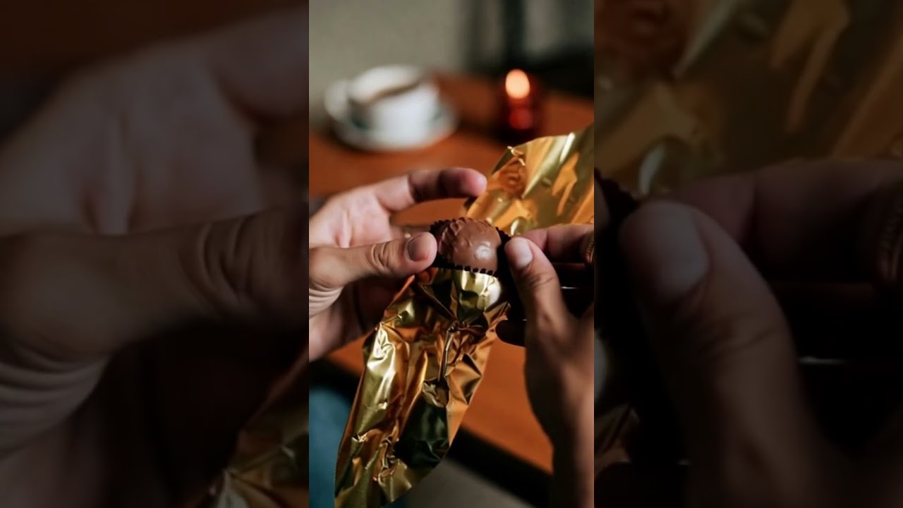 Ferrero Rocher Chocolate Relaxing ASMR Sounds  No Talking  Satisfying Crinkle & Bite So