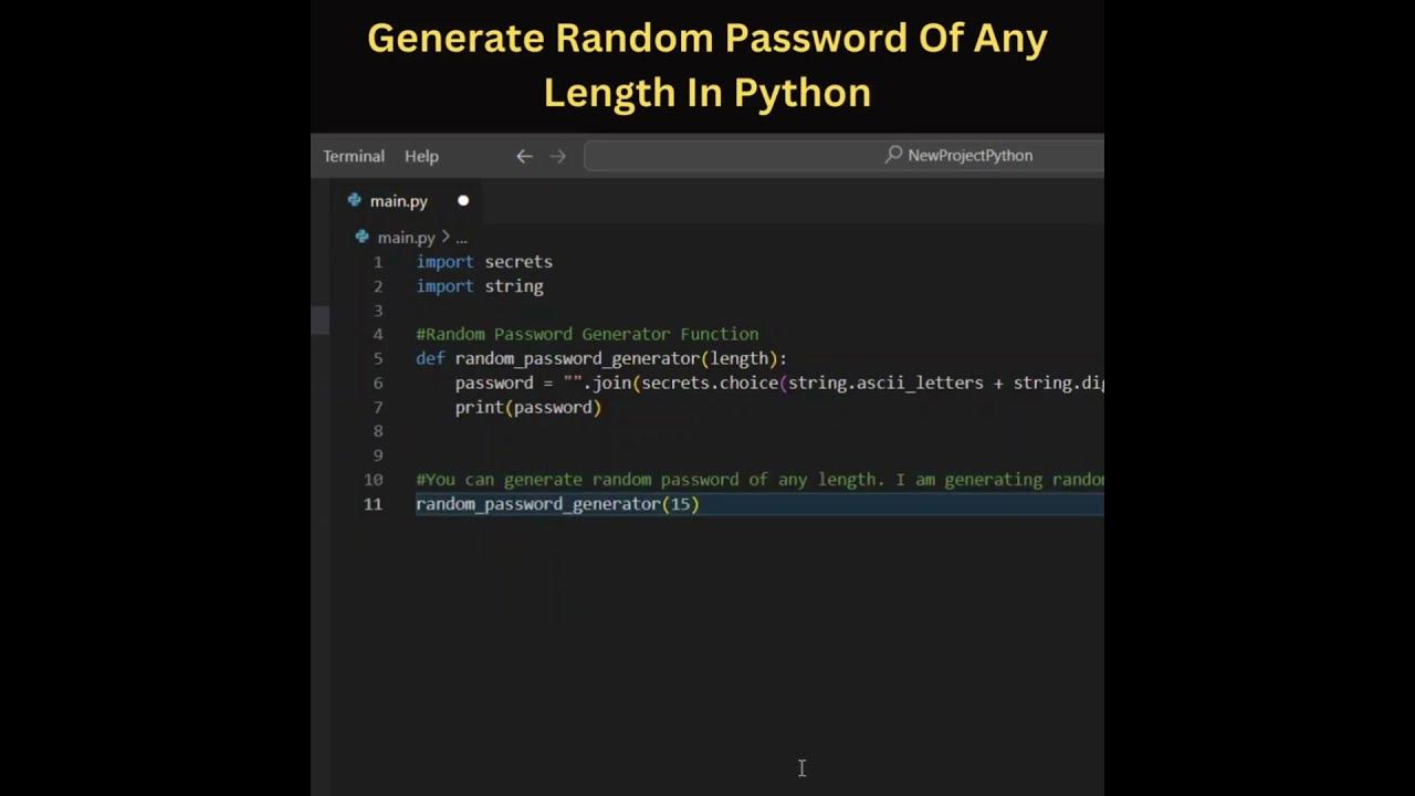 How to Generate Random password of any length in Python?#python# ...