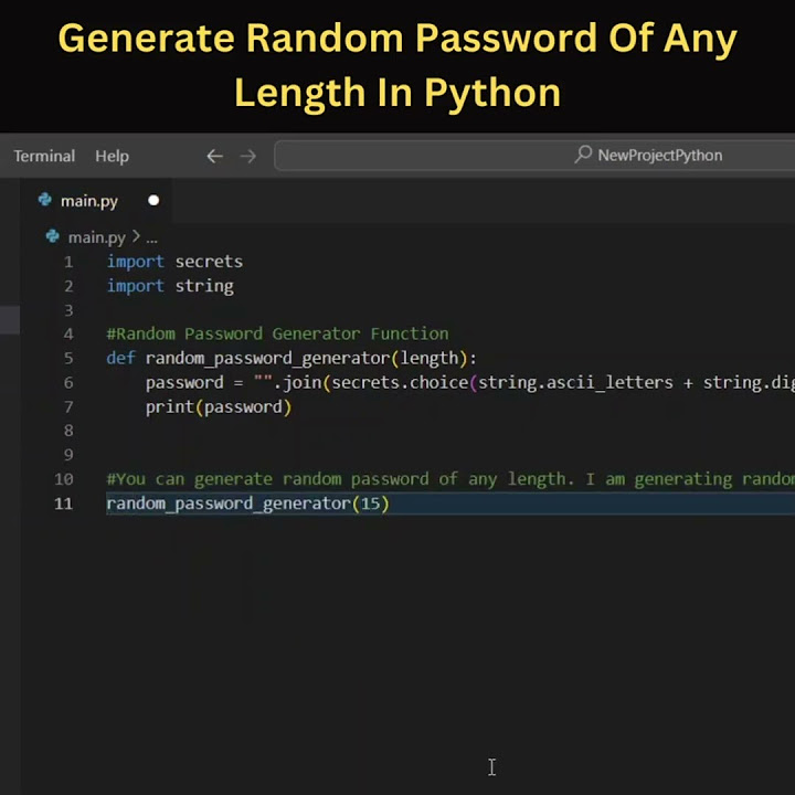 How to Generate Random password of any length in Python?#python# ...