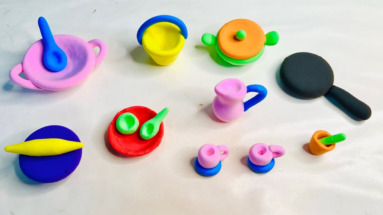 Easy Clay Mini Kitchen Set for Beginners | DIY Craft Ideas| How to Make Mini Kitchen Items with Clay