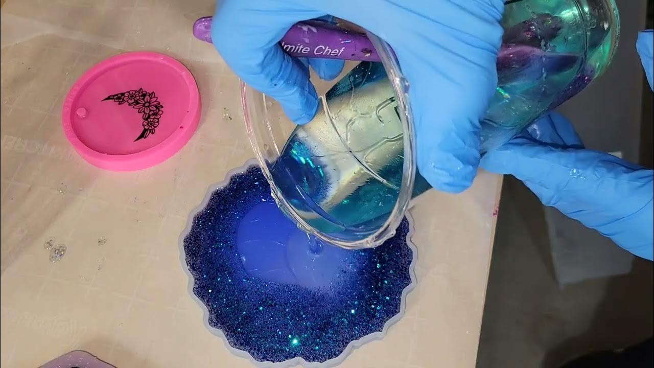 Holographic And Chameleon Mica Powder Resin Coaster , WOW 