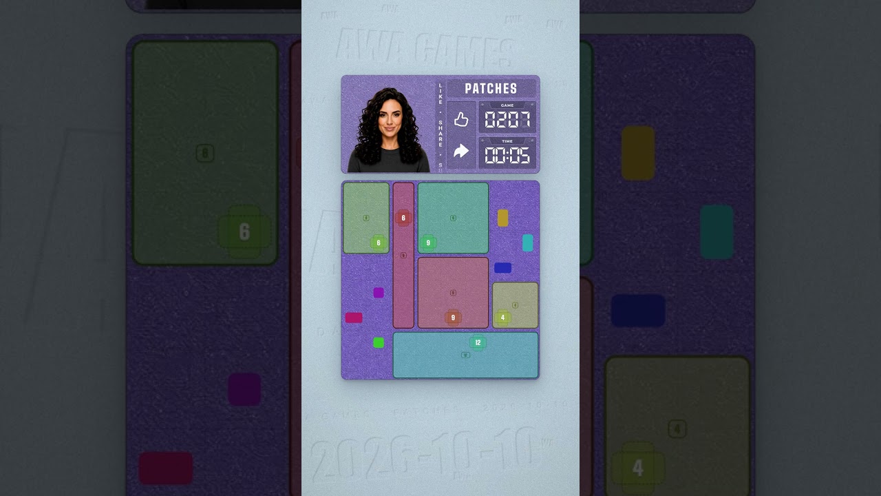 LinkedIn Patches #207 solved board for October 10, 2026, 8x8 grid