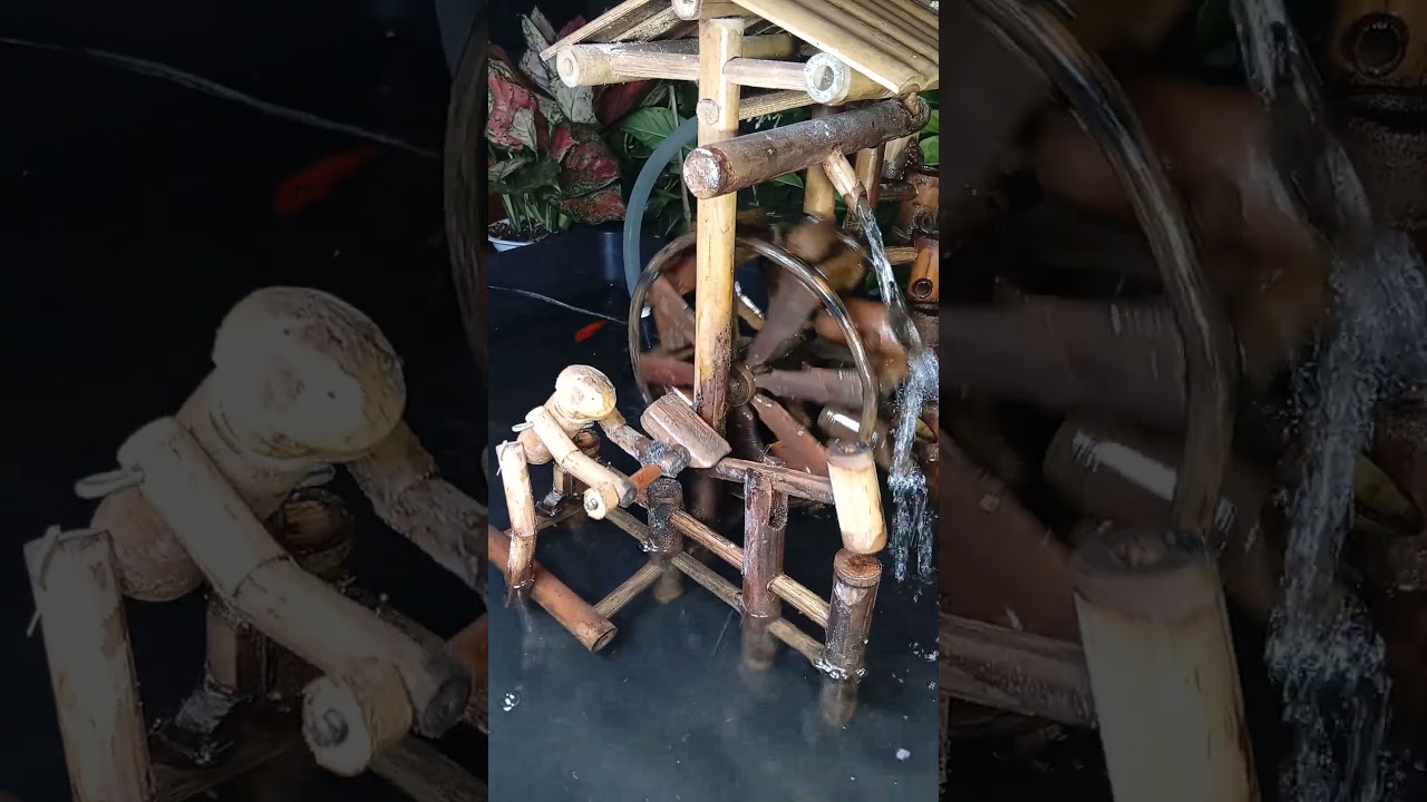 Peaceful Bamboo Water Wheel 🌿💧 #Shorts #Relaxing #NatureSounds