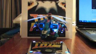 Botcon 2012 Transformers Convention Spinister displayed on levitating platform