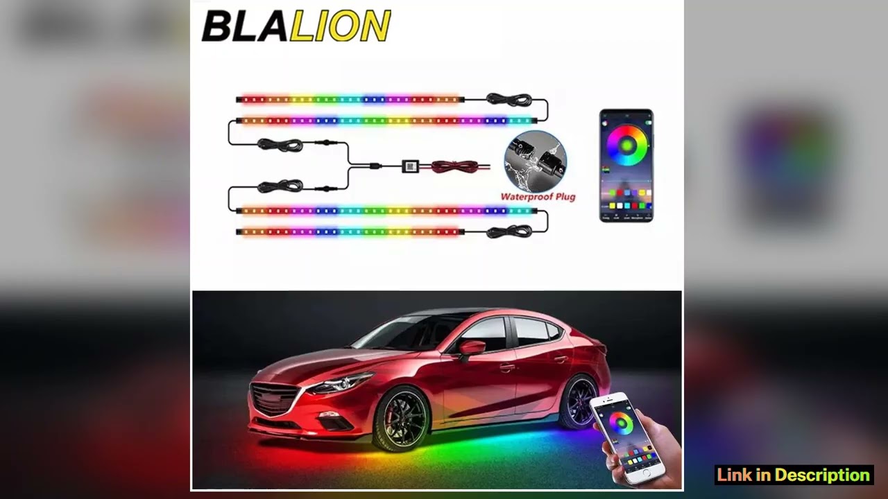 BLALION Flexible Car Underglow Light Strip 12V LED Underbody Ambient Light With App Control Neon