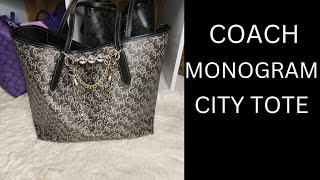 WHAT'S IN MY BAG COACH CITY TOTE MONOGRAM PRINT 🖤🖤🖤 COACH CITY TOTE SERIES BAG#4 screenshot 1
