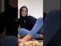 Hijab Arab Woman Paints Her Feet Toes Hijab Arab Woman Paints Her Feet Toes