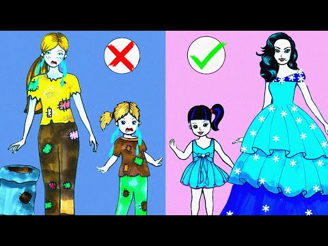 Học Làm Búp Bê Giấy - Hướng Dẫn Làm Váy Cầu Vồng Sinh Nhật Búp Bê Giàu Nghèo - Câu Chuyện Của Barbie | Foci