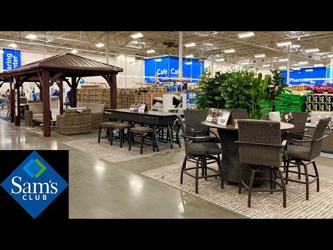 SAM'S CLUB SHOP WITH ME PATIO FURNITURE PERGOLAS KITCHENWARE FITNESS SHOPPING STORE WALK THROUGH