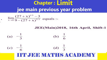 LIMIT JEE MAIN 2018 16 APRIL SHIFT 1 BY RS SIR  lLIMIT JEE MAIN PREVIOUS YEAR PROBLEM