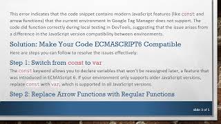 Fixing JavaScript Compiler Errors in Google Tag Manager