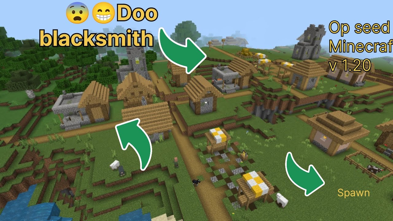 MINECRAFT. New seed 1.20 two blacksmith in one village near spawn ...