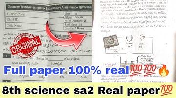 💯8th science sa2 real question paper 2024|ap sa2 8th class science cba3 sa2 question paper answers🔥