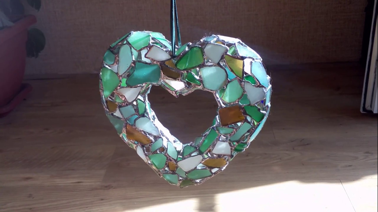 3D Heart Suncatcher, Sea Stained Glass Wreath Interior or Garden Decorative  Pendant 