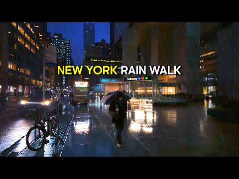 New York, United States | Rainy Night Walk 4K | Feb 3, 2025