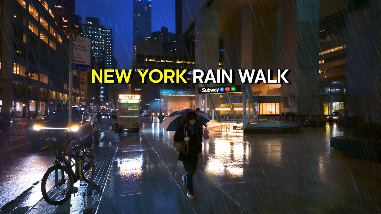 New York, Amerika Serikat | Jalan Malam Saat Hujan 4K | 3 Feb 2025