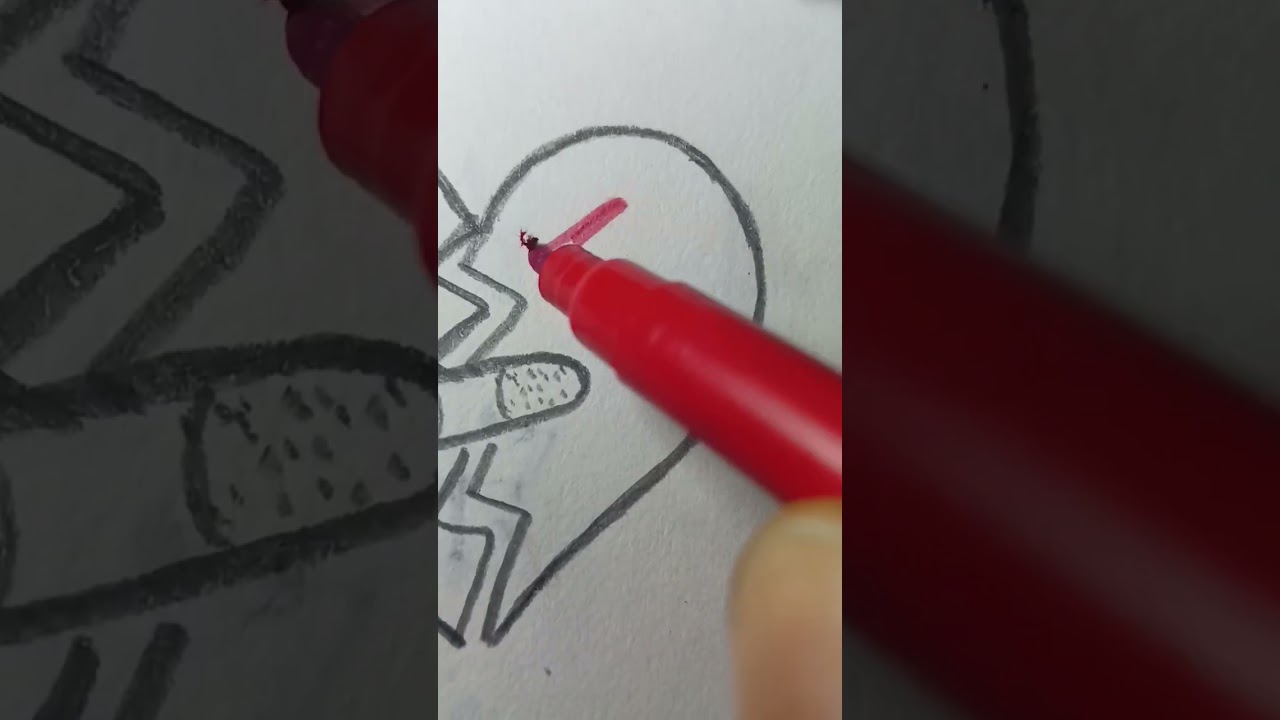 How to draw a broken heart with bandage 💔🩹